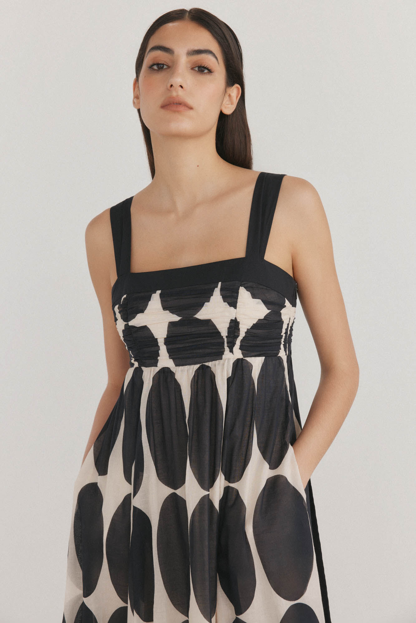 Pedro del Hierro Vestido com estampado contrastante Marfim