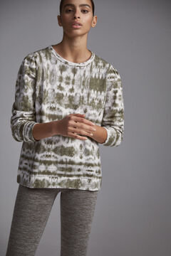 Pedro del Hierro Tie dye sweatshirt with puffed sleeves Green