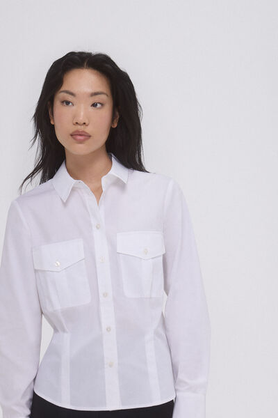 Pedro del Hierro Cotton shirt with pockets Ecru