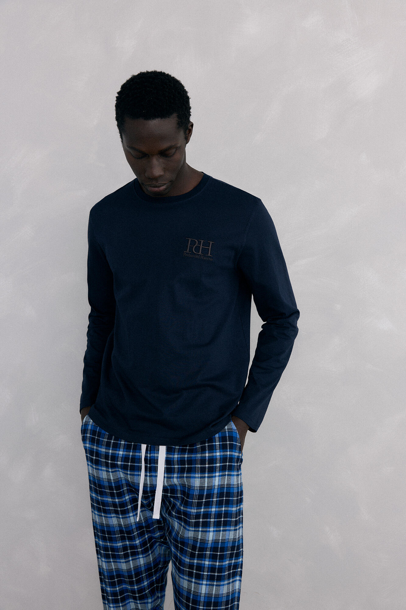 Pedro del Hierro Set de pijama punto y tela Azul