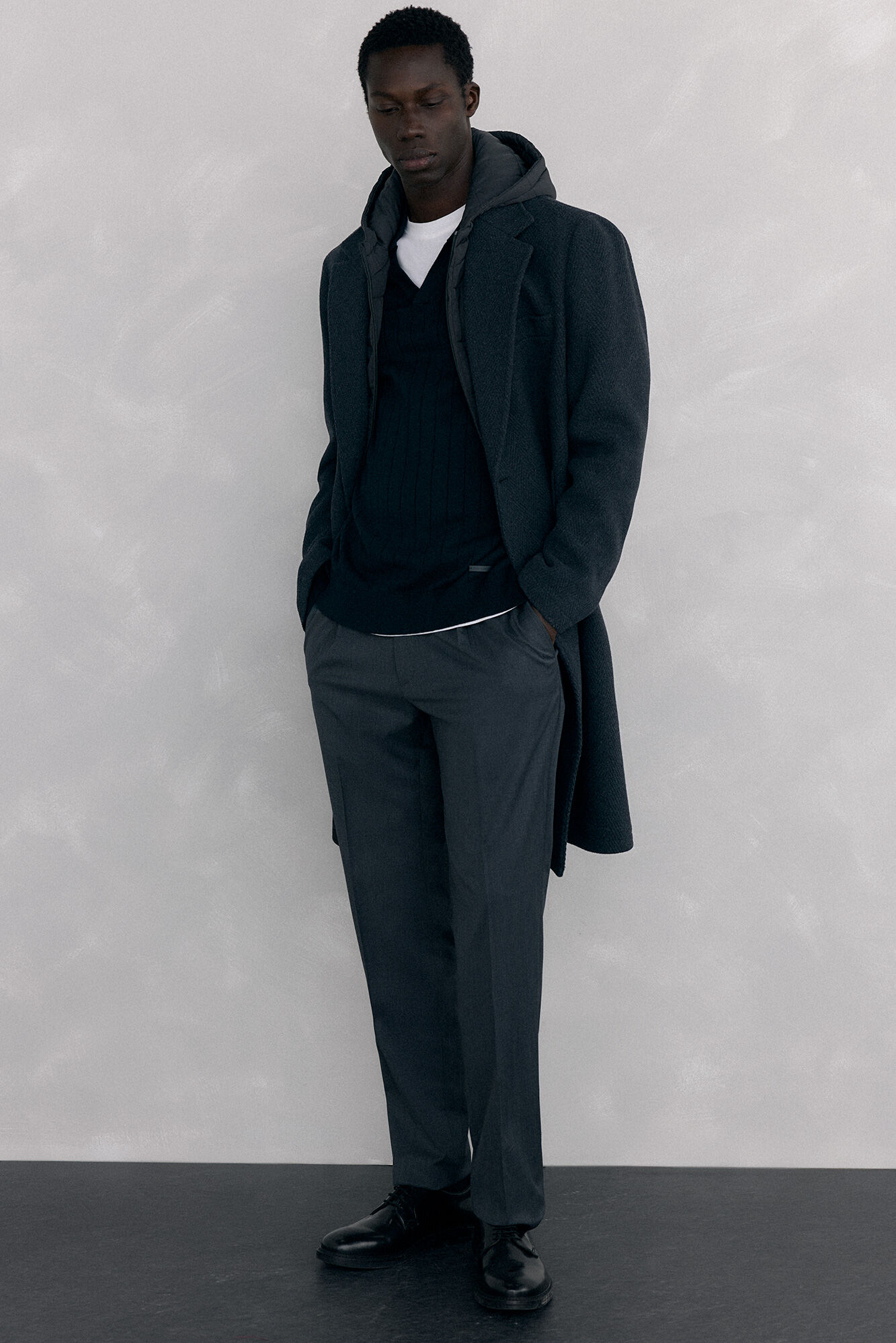 Pedro del Hierro Premium structured cotton silk cashmere jersey Black