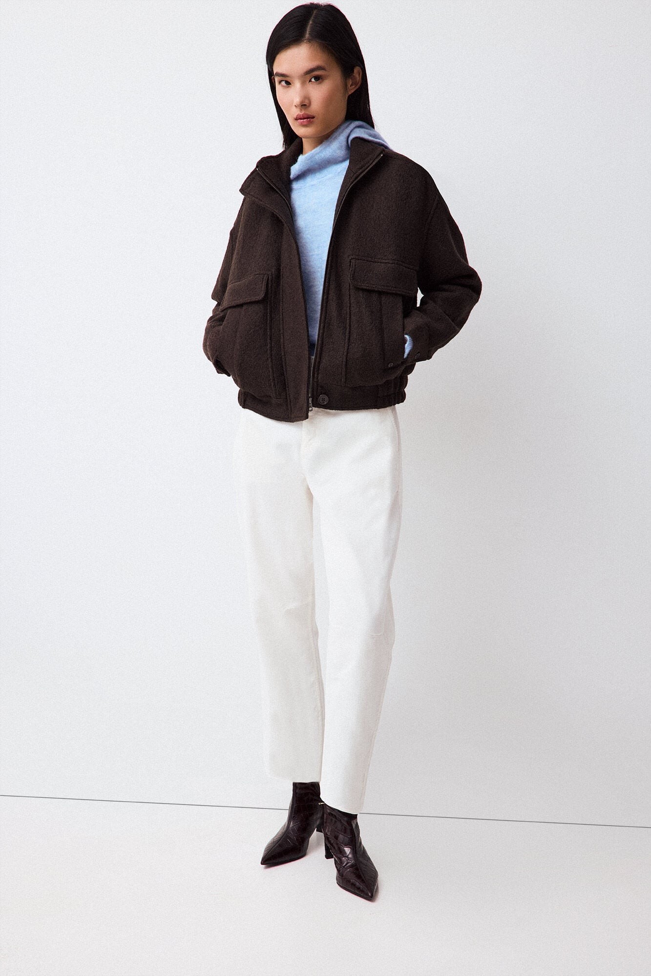 Pedro del Hierro Boucl&eacute; bomber Brown