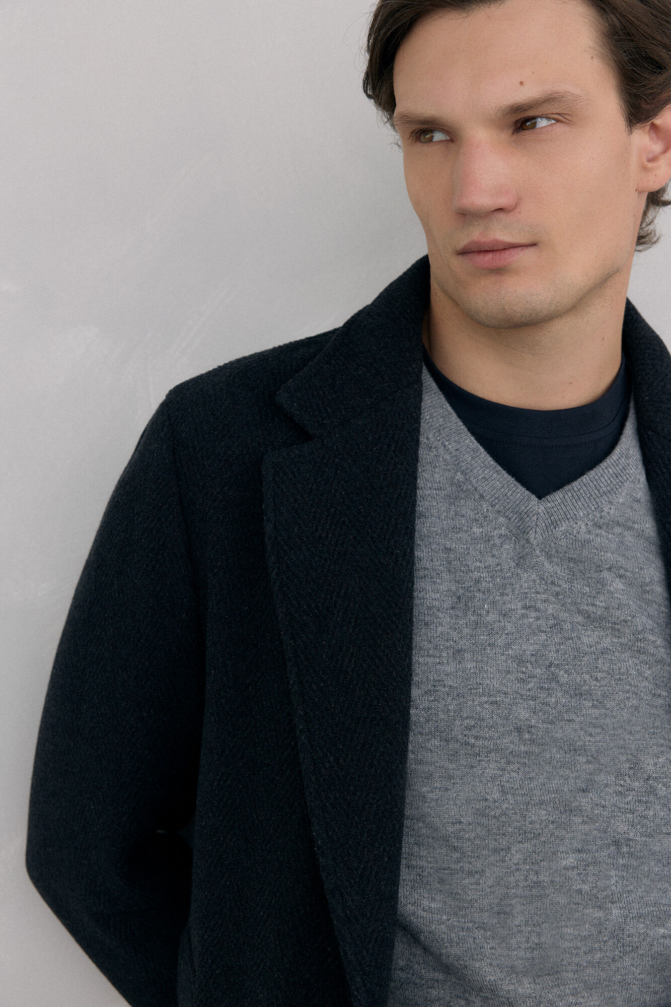 Pedro del Hierro Sobretudo azul espiga com vistas remov&iacute;veis  Azul