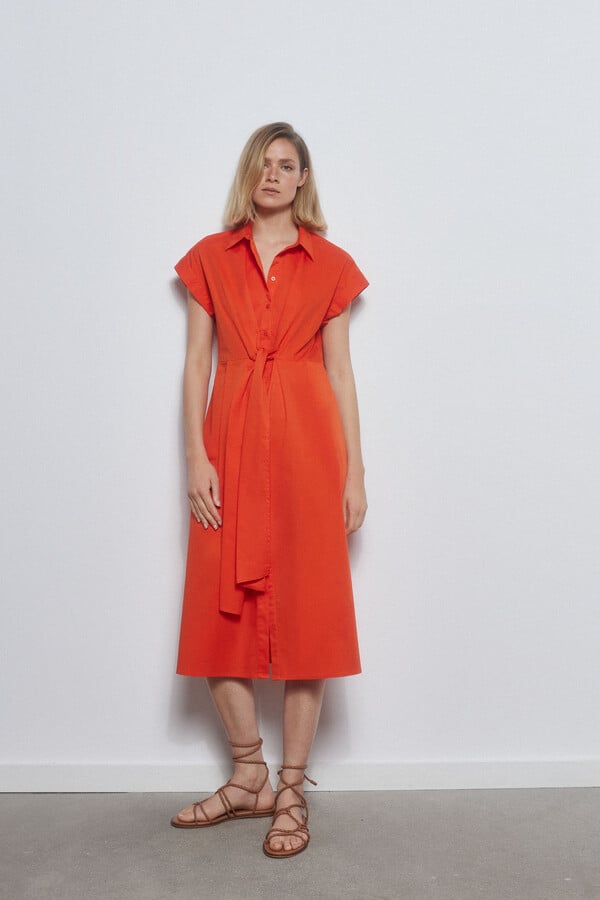 Pedro del Hierro Shirt dress with tie Red