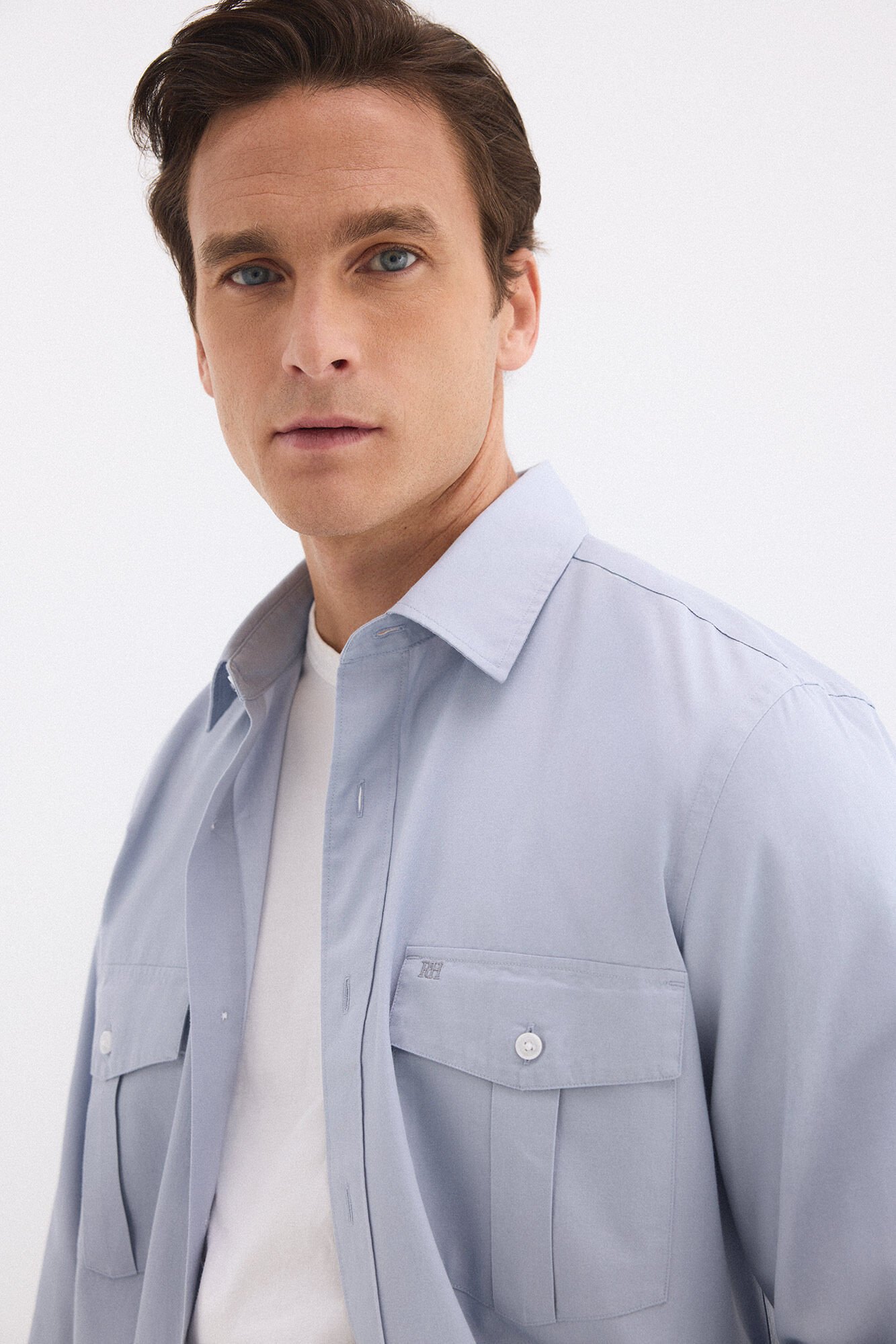 Pedro del Hierro Twill plain pocket shirt