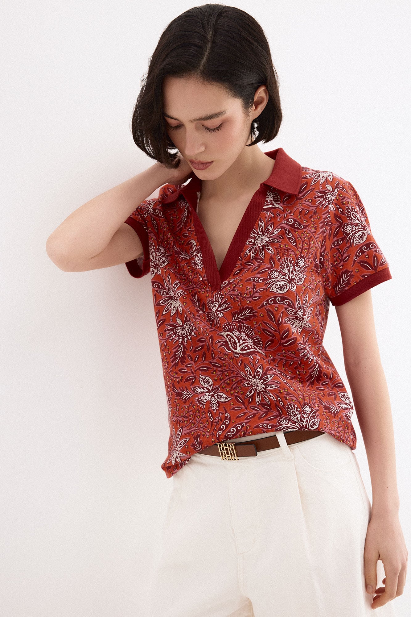 Pedro del Hierro Polo de manga curta estampado