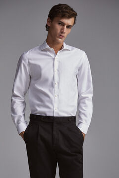 Pedro del Hierro Tailored fit textured Tech Non-Iron dress shirt White