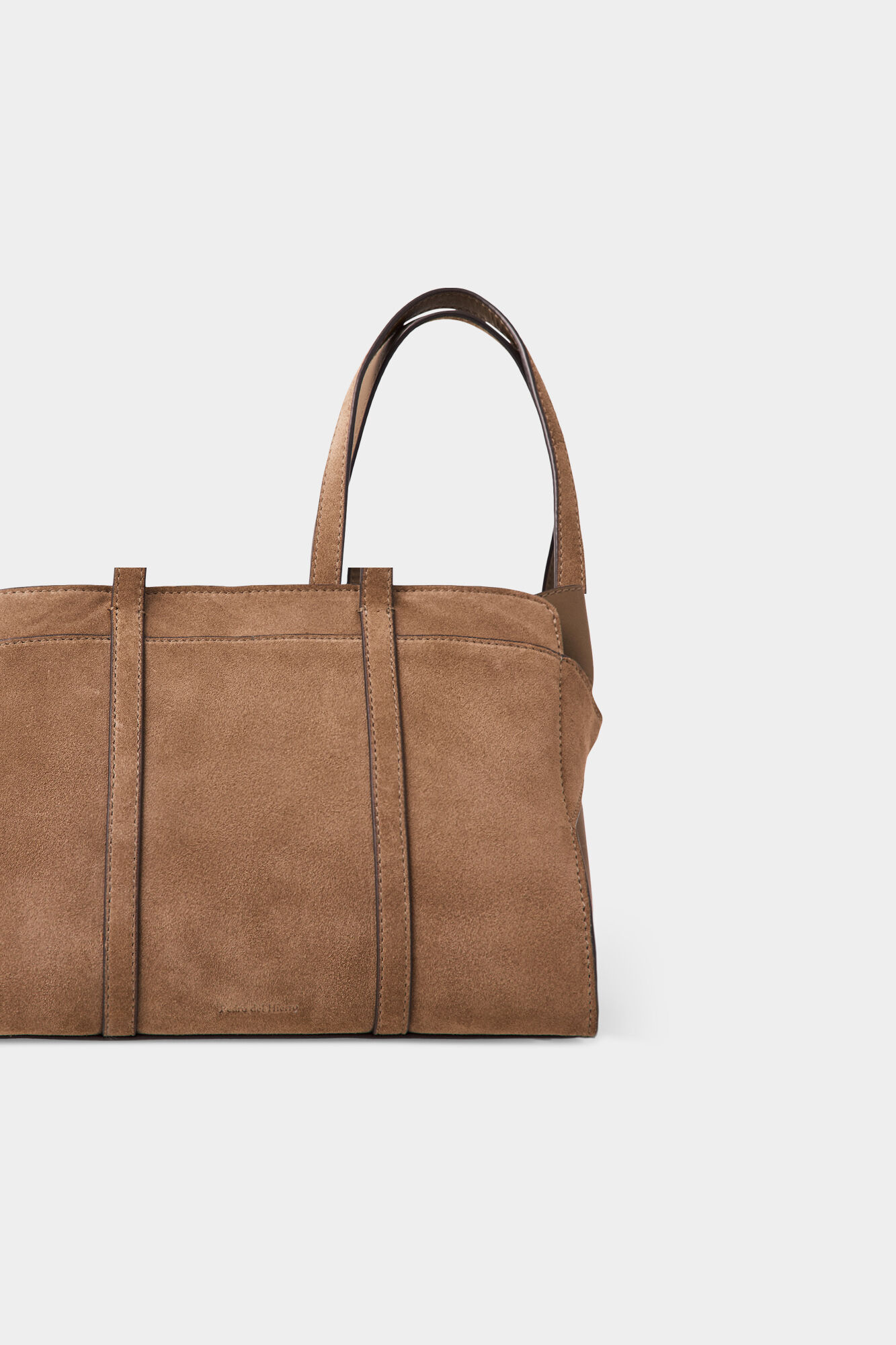 Pedro del Hierro Mala tote bag em camur&ccedil;a com al&ccedil;a dupla Marrom