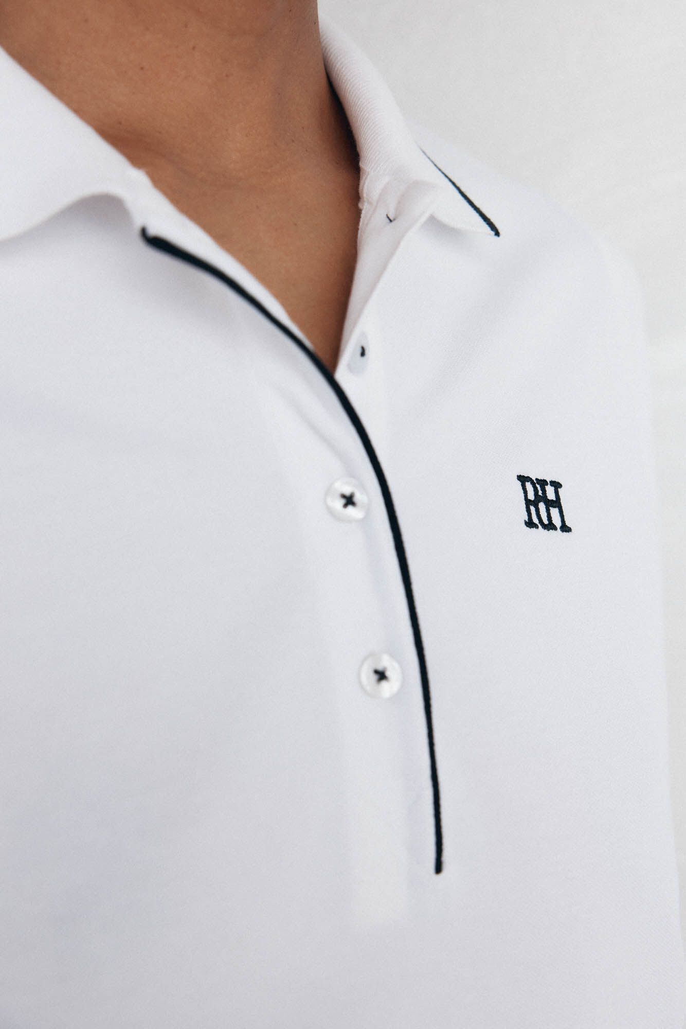 Pedro del Hierro Camisa polo de manga curta contrastante Branco
