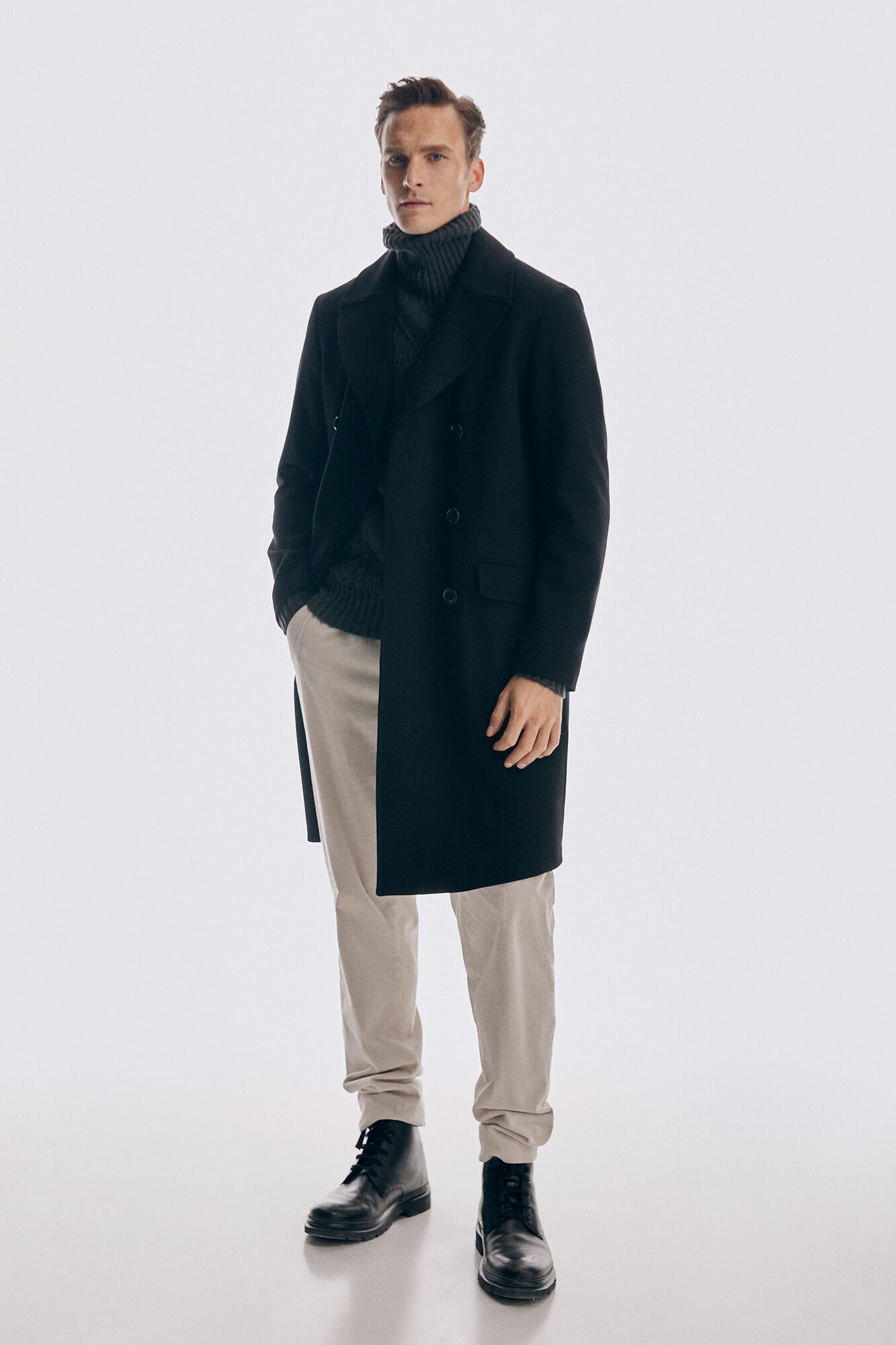 Pedro del Hierro Double-breasted coat Black