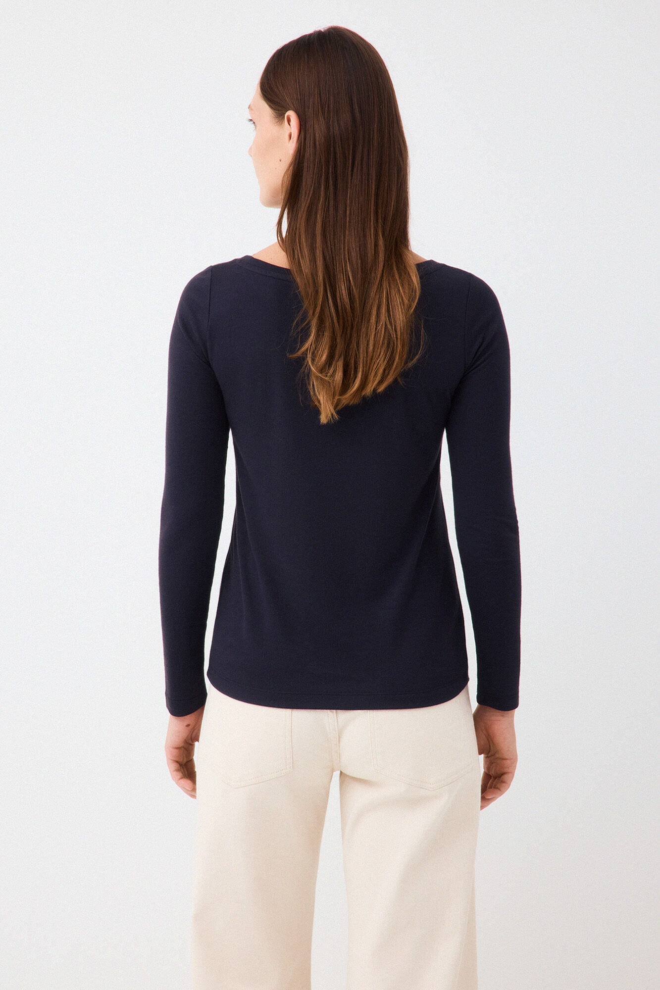 Pedro del Hierro Boat neck ribbed T-shirt Blue