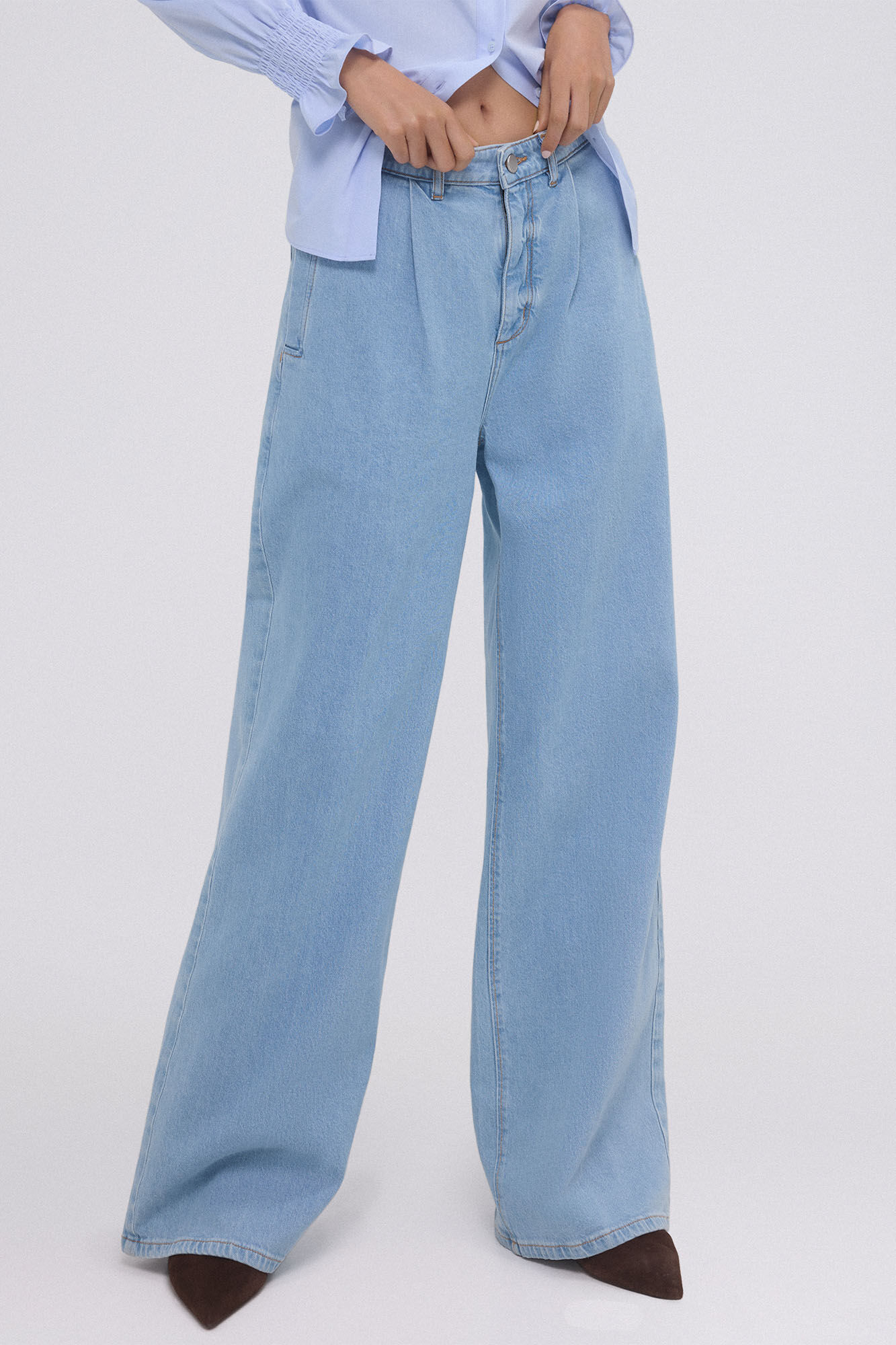 Pedro del Hierro Pantal&oacute;n vaquero wide leg full length Azul