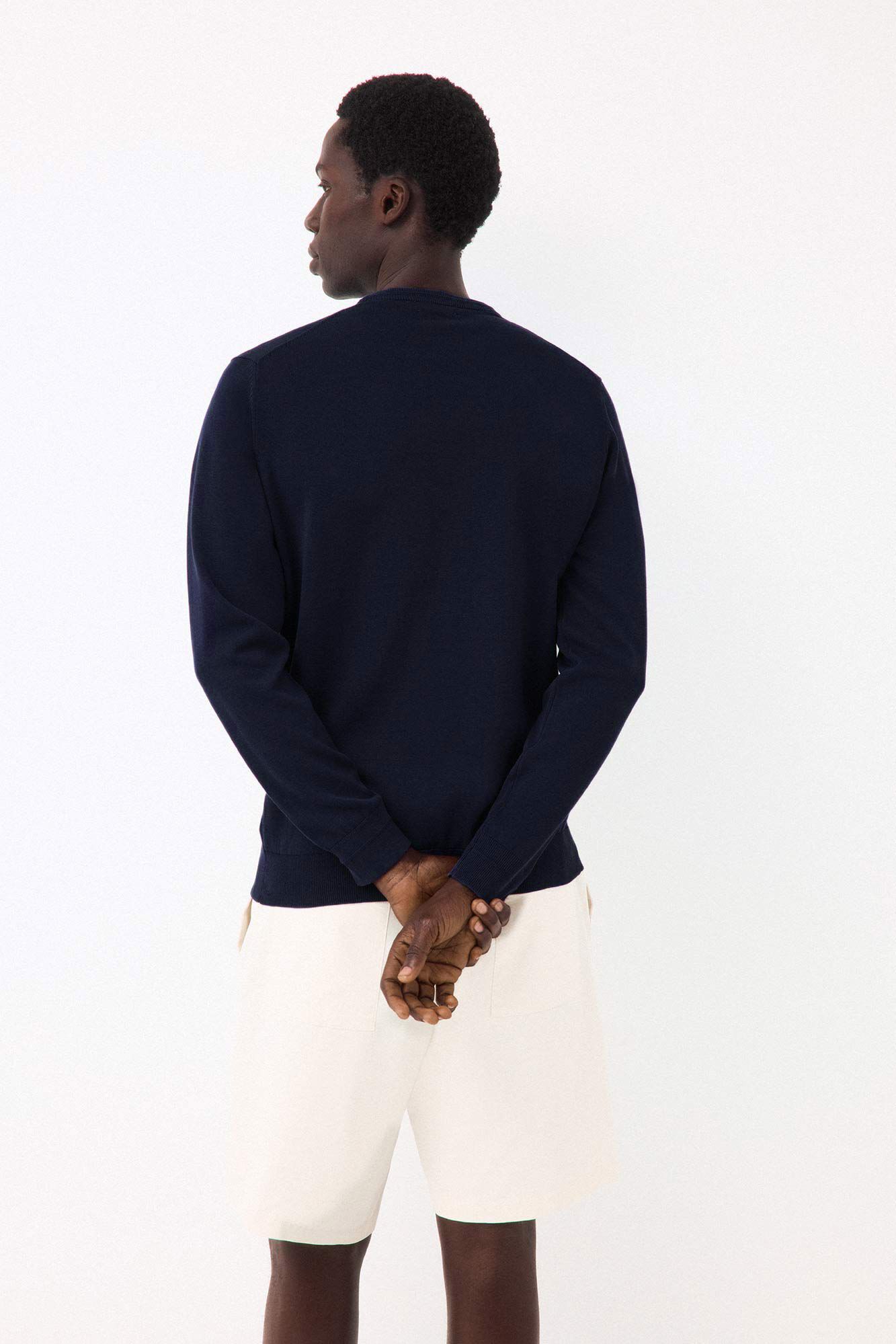 Pedro del Hierro Camisola de malha fina em algod&atilde;o premium Azul