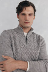 Pedro del Hierro Structured wool jersey-knit sweater with zip fastening Grey