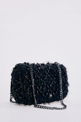 Pedro del Hierro Black fabric bag with chains Black