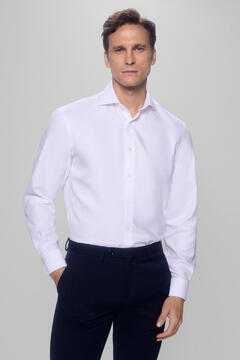 Pedro del Hierro camisa vestir gemelos estructura lisa non iron + antimanchas Branco