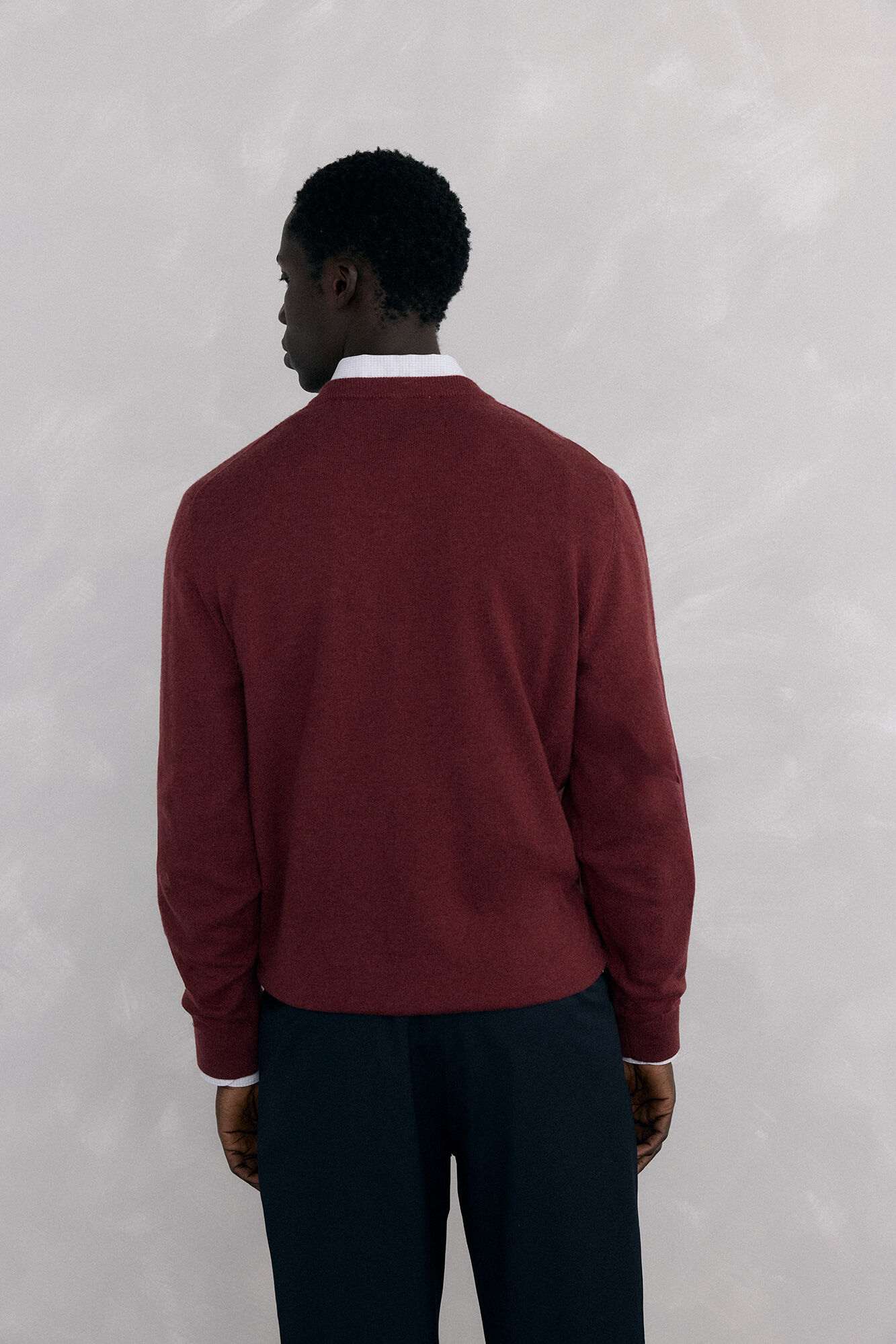 Pedro del Hierro Merino wool and cashmere V neck Burgundy
