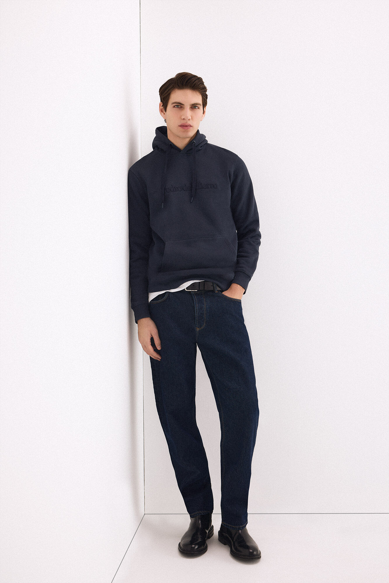 Pedro del Hierro Sudadera capucha con logo Azul
