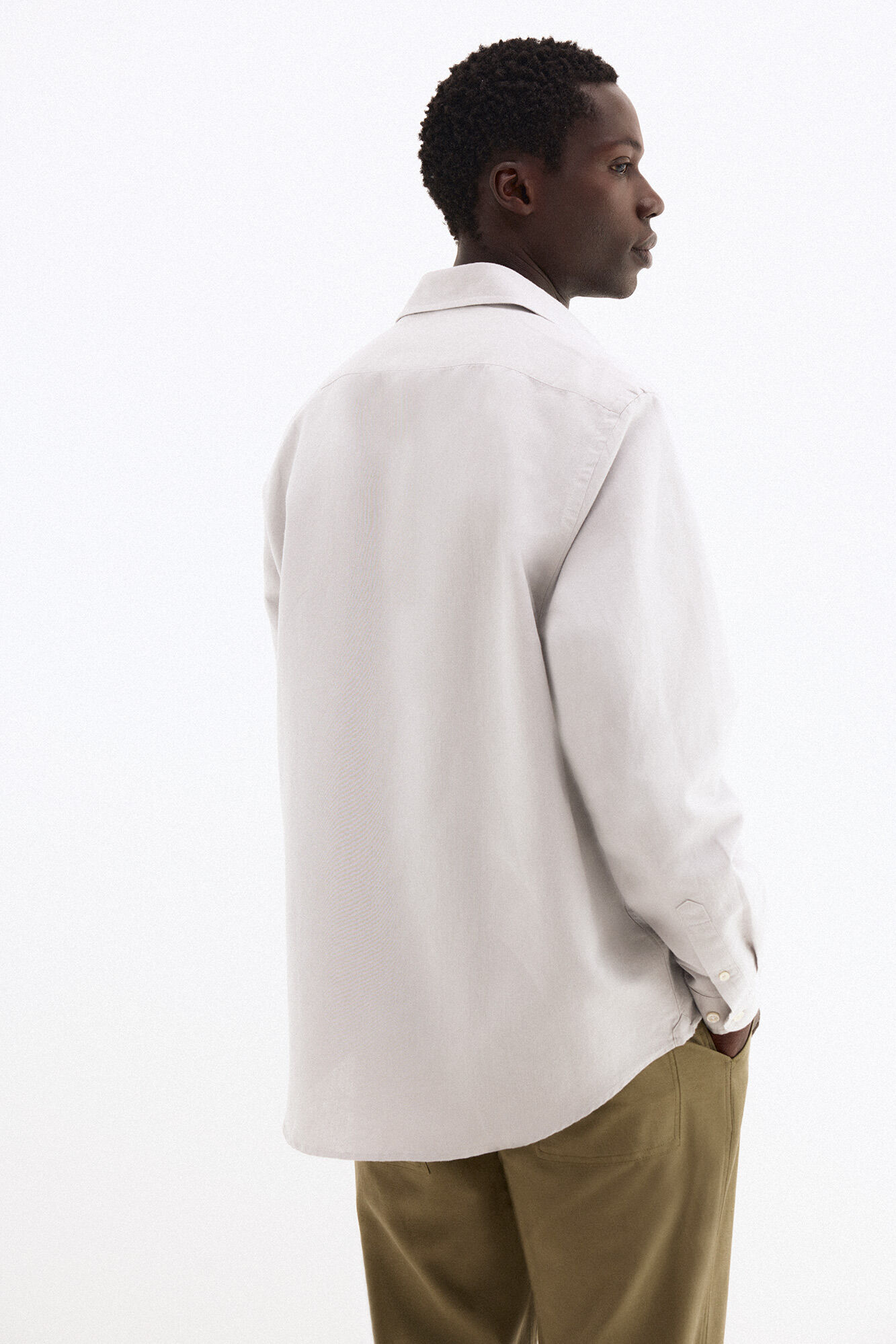 Pedro del Hierro Camisa em linho com bolsos Cizento