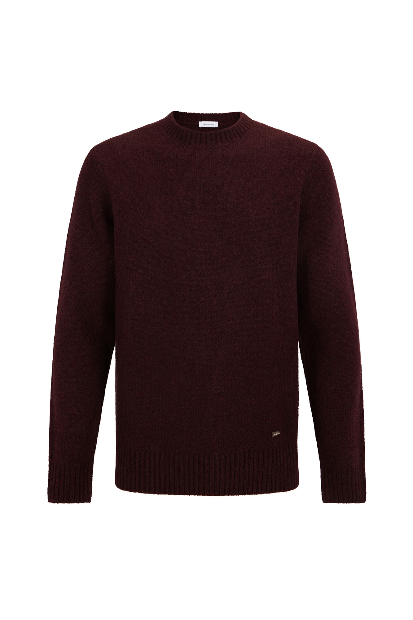Pedro del Hierro Structured wool round neck sweater Burgundy
