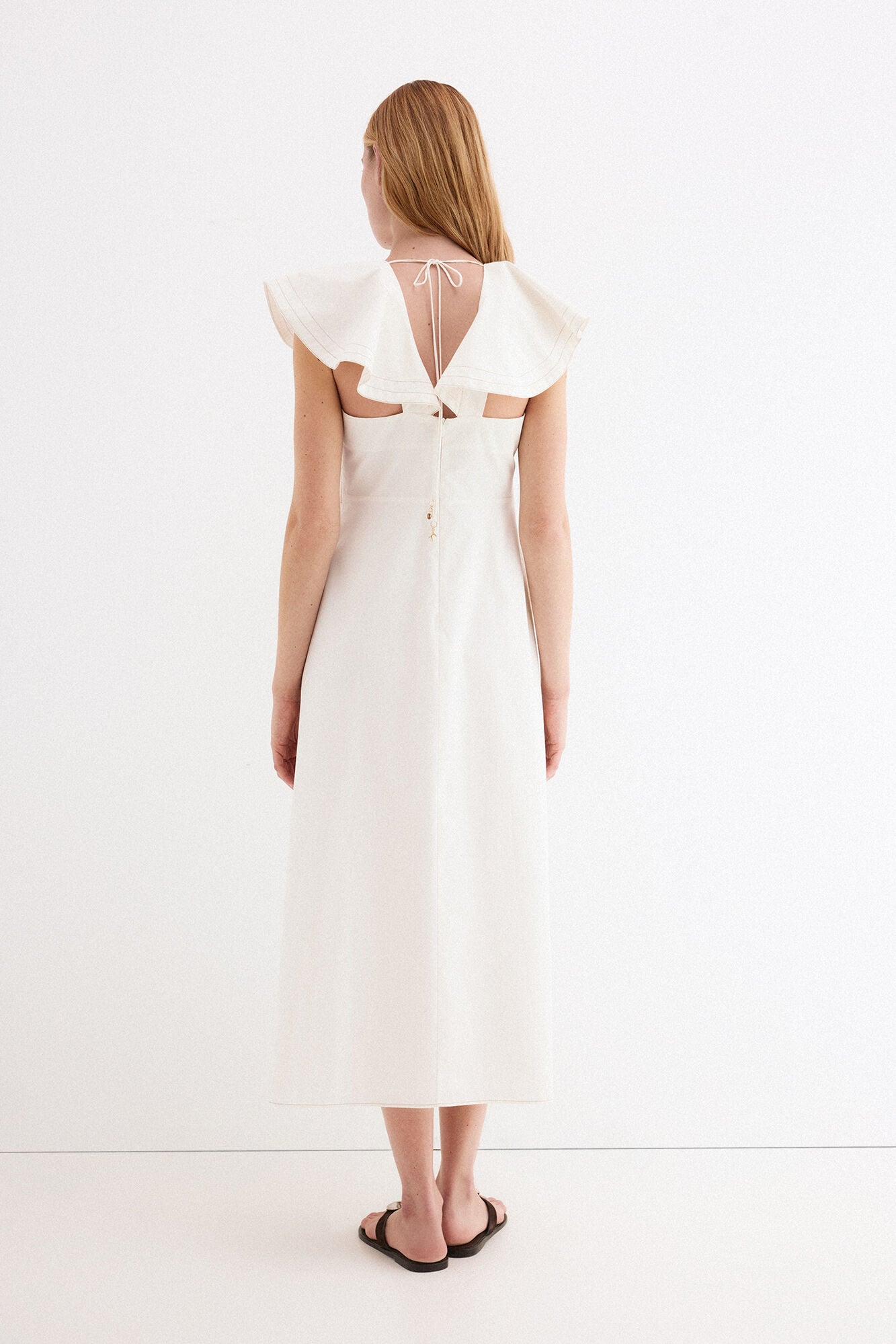 Pedro del Hierro Vestido midi com folhos Branco