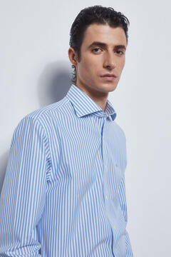 Pedro del Hierro camisa formal riscas non iron + antimanchas Azul