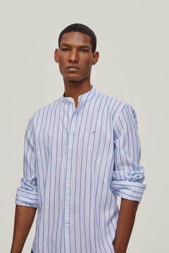 Pedro del Hierro Striped Italian linen shirt  Blue