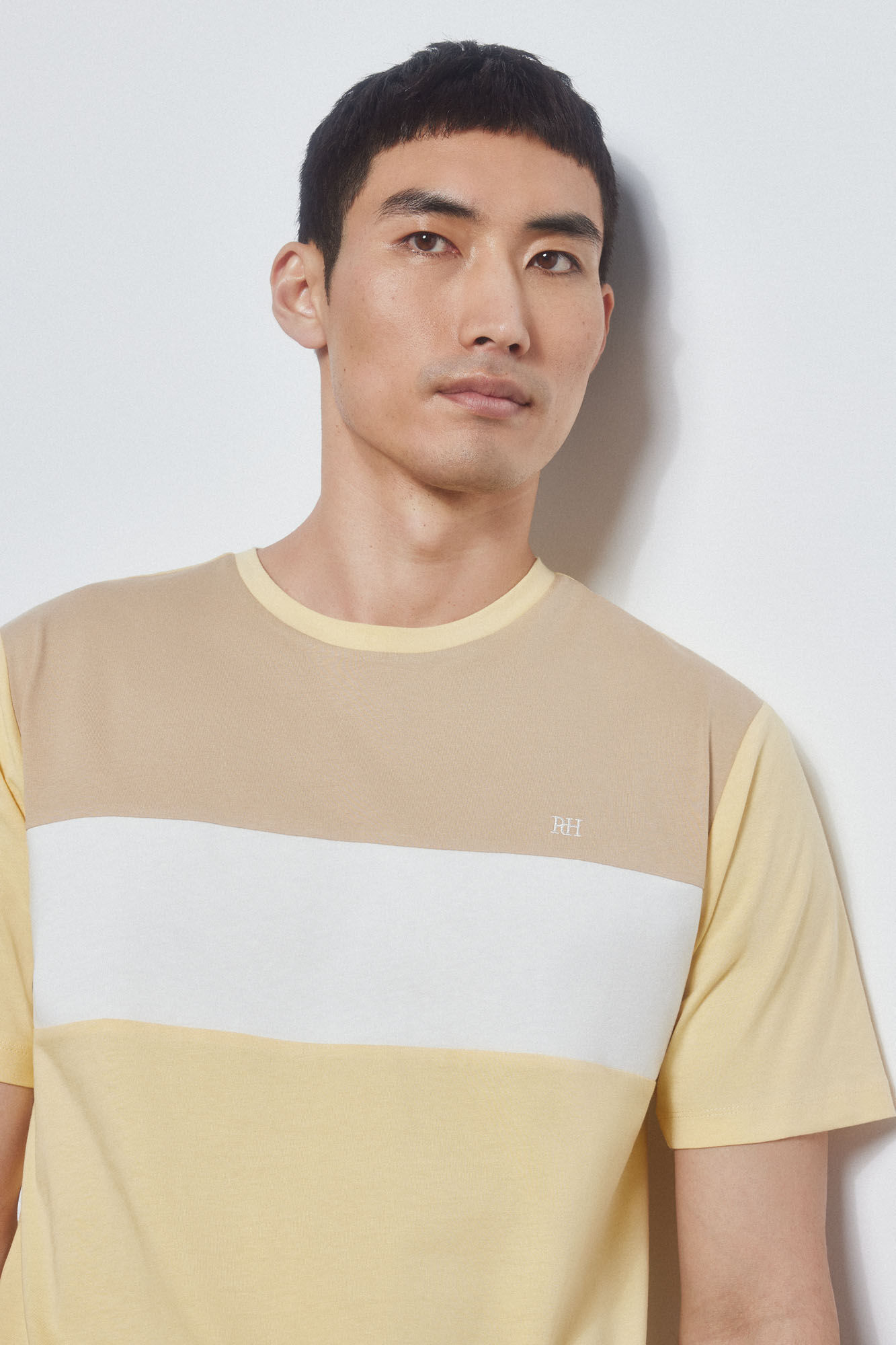 Pedro del Hierro Colour block T-shirt Beige