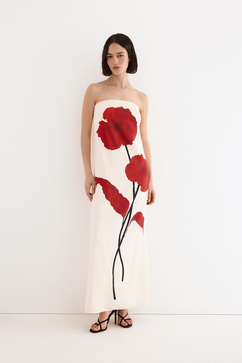 TFP by Tamara Falcó Strapless dress Ecru