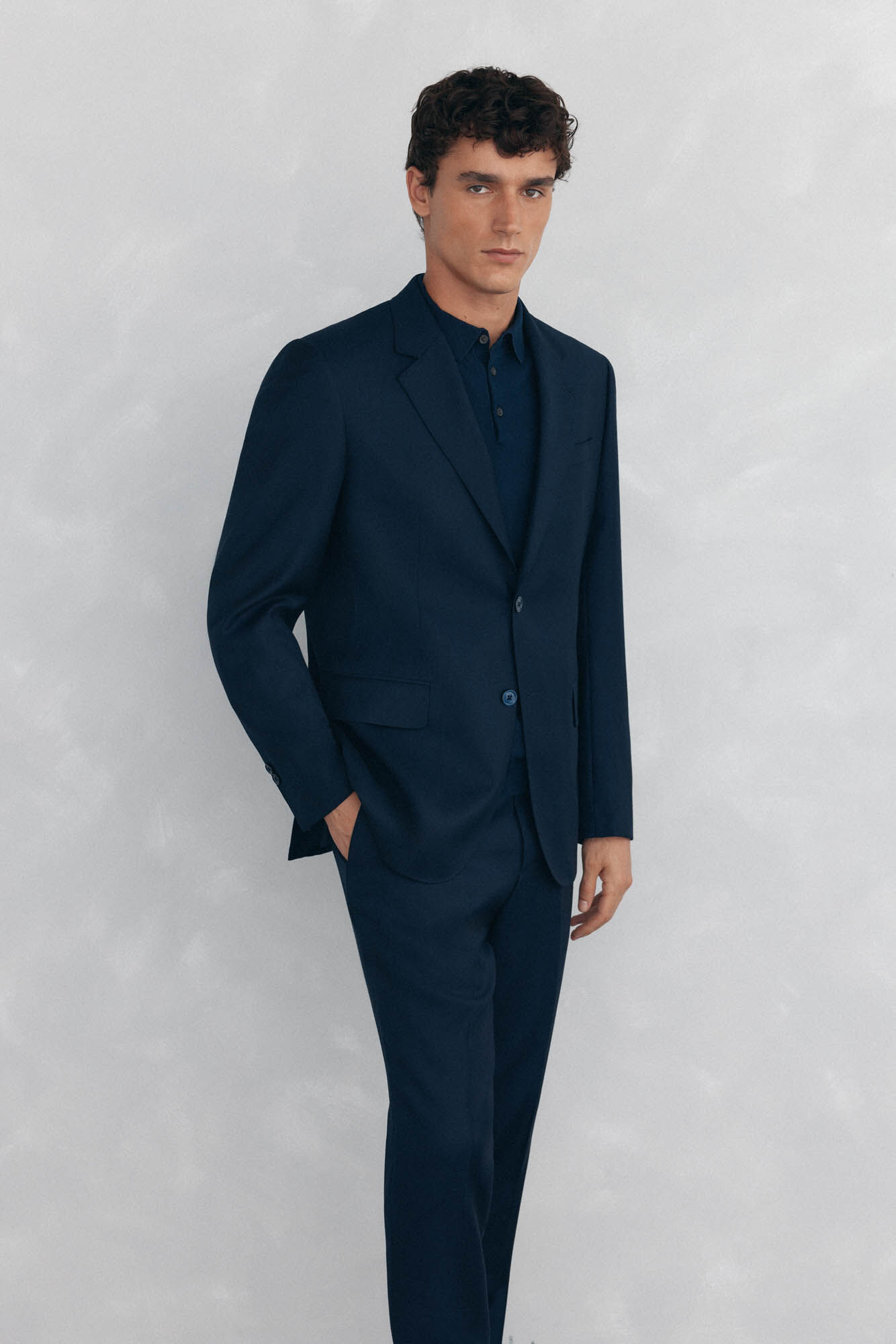 Pedro del Hierro Slim fit bi-stretch bird's eye blazer Blue