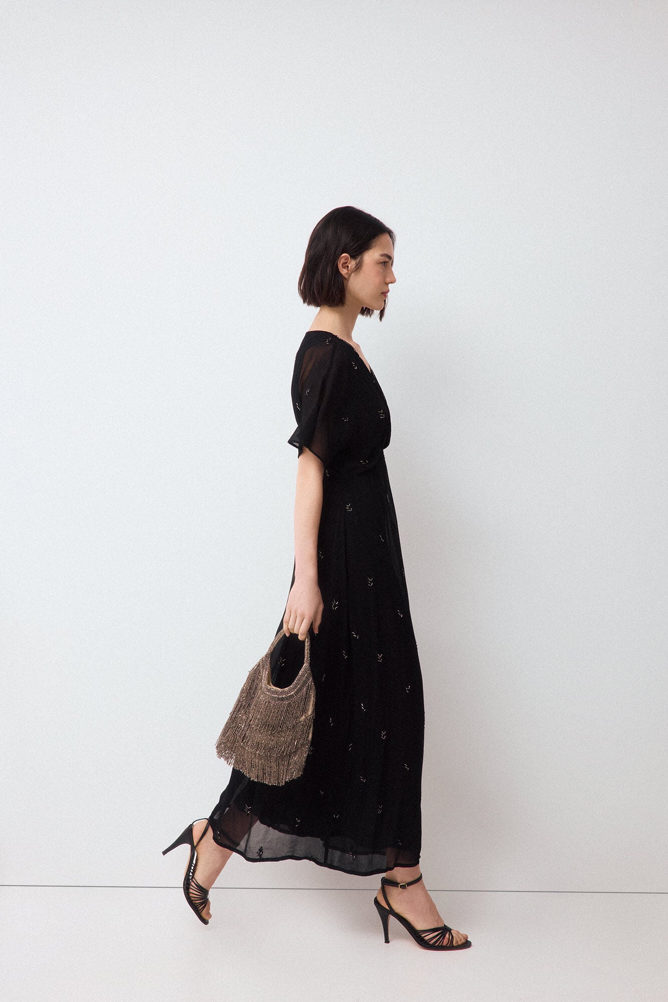 Pedro del Hierro Fluid gemstone detail dress Black