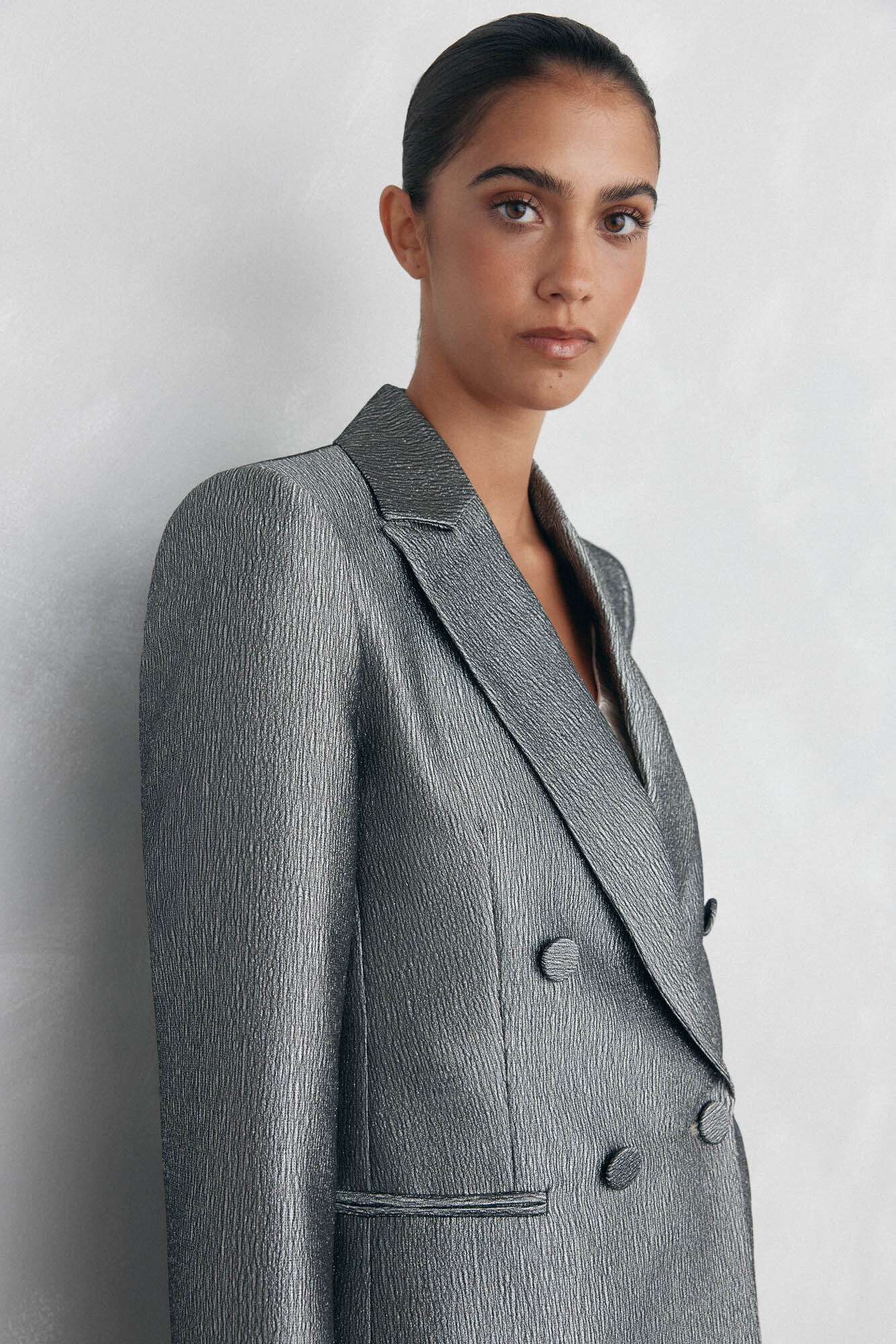 Pedro del Hierro Double-breasted fantasy blazer Grey