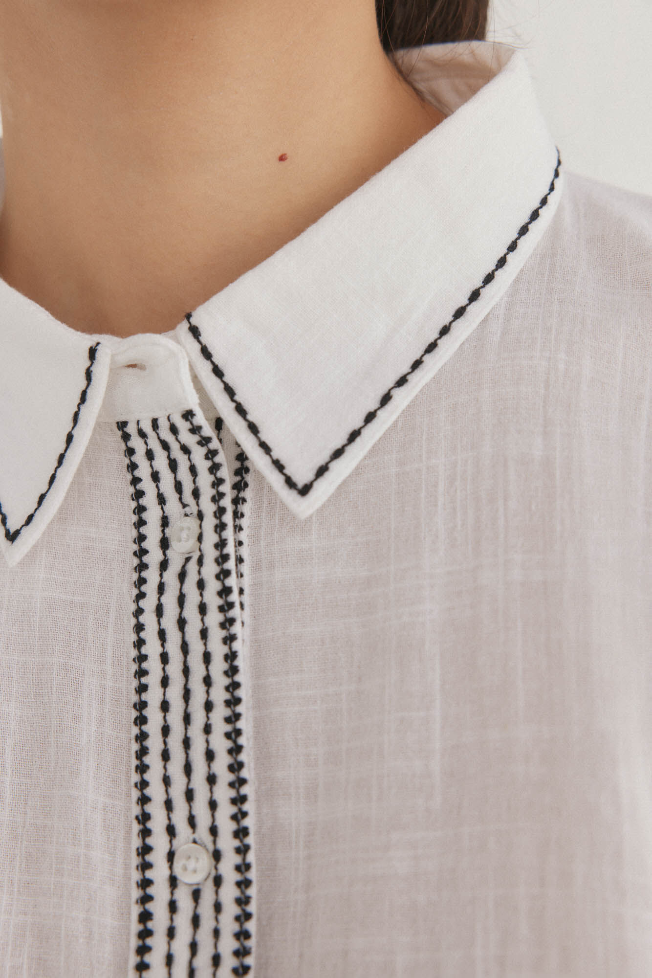 Pedro del Hierro Camisa larga contrastante Branco