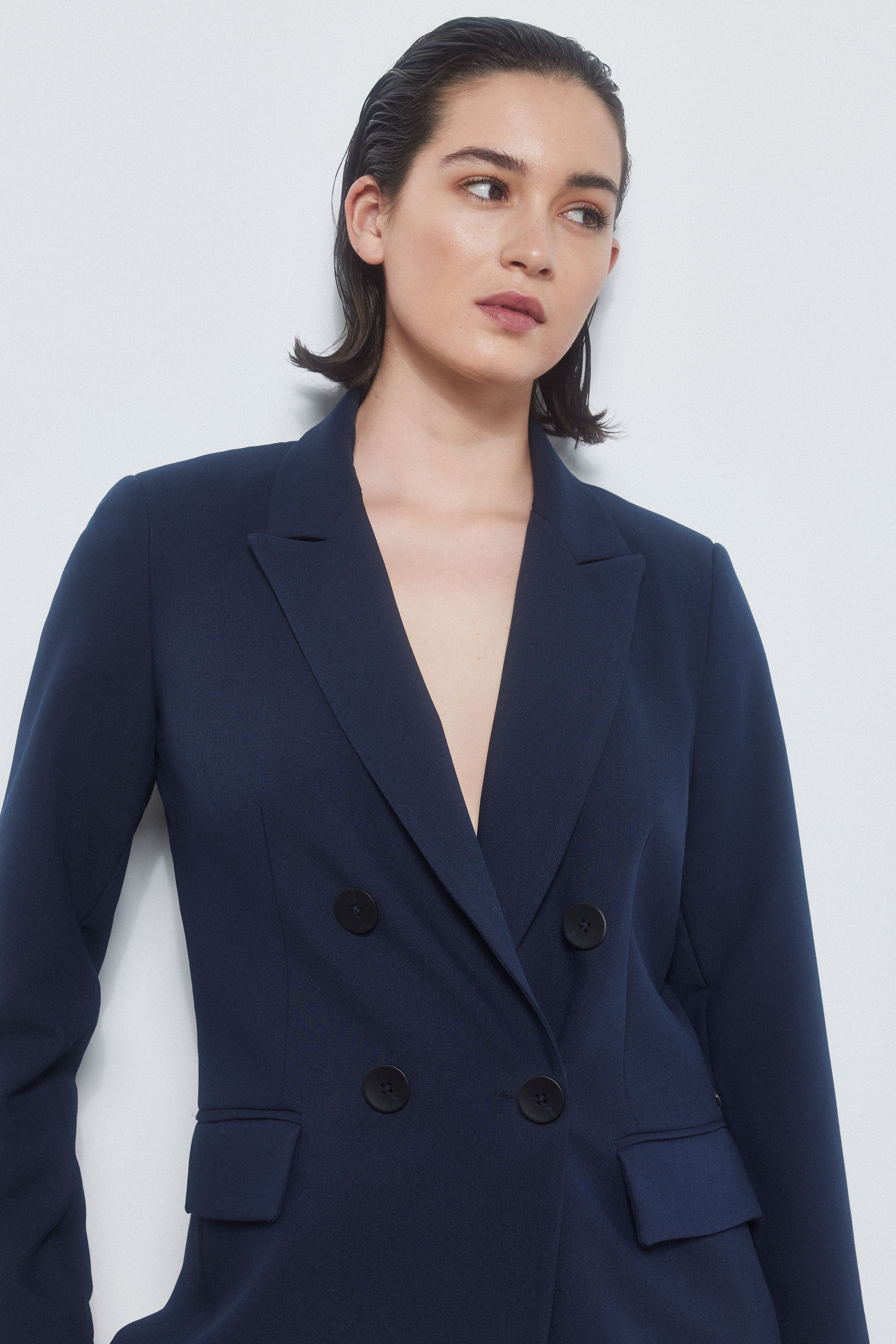 Pedro del Hierro Navy double-breasted blazer Blue