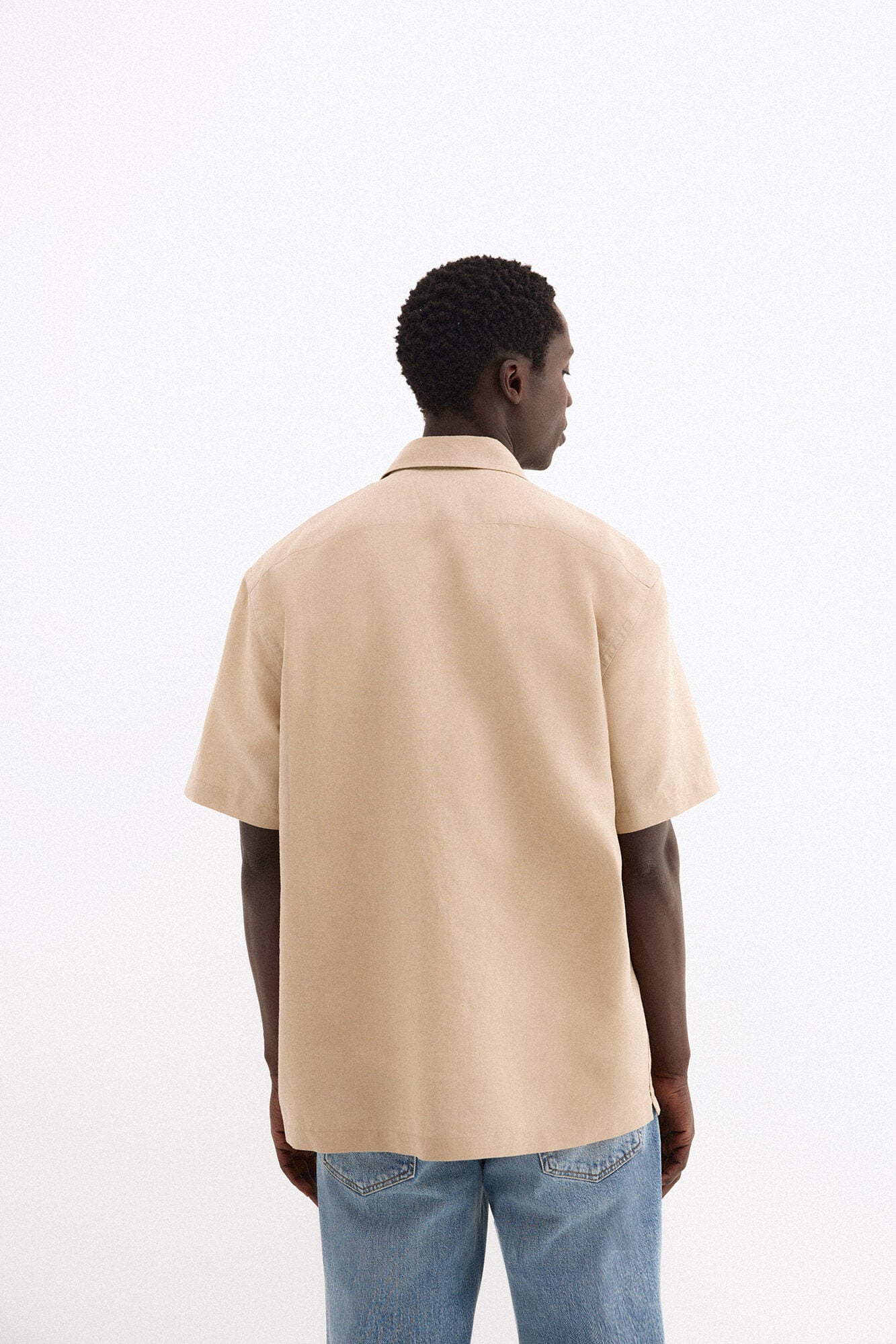 Pedro del Hierro Linen short sleeve pocket shirt Beige