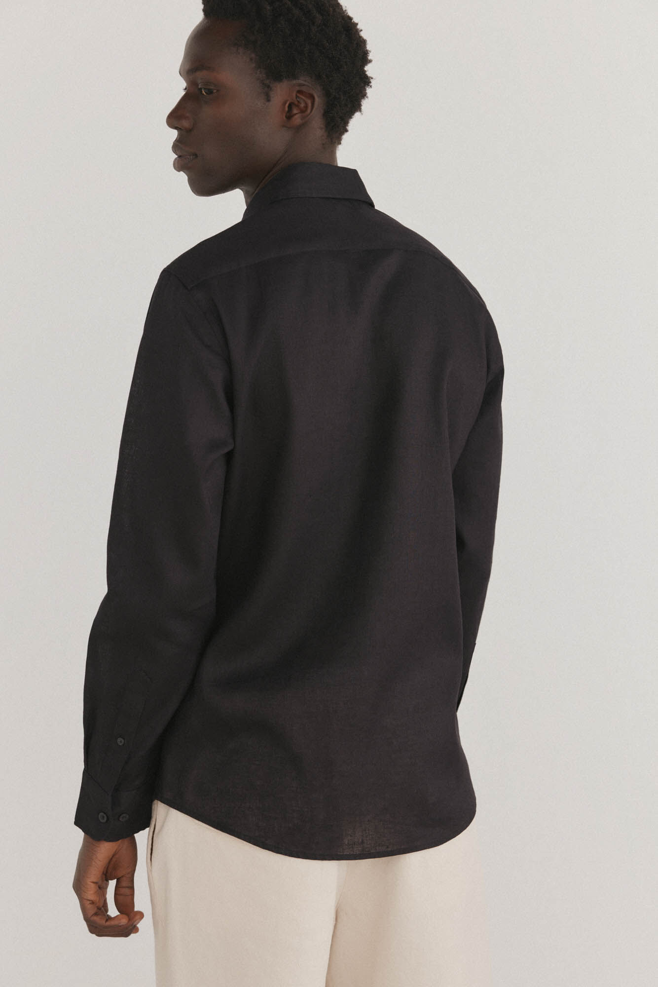 Pedro del Hierro Camisa lisa lino Negro