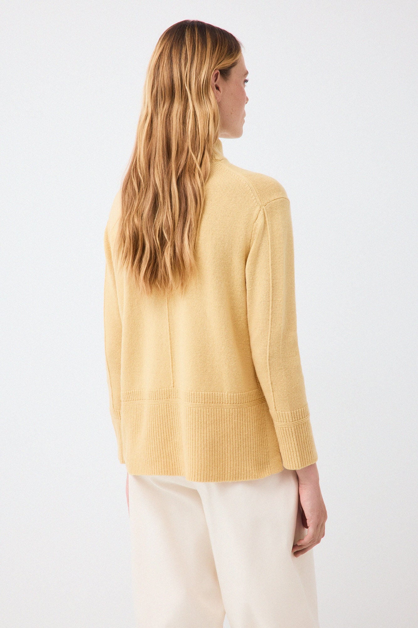 Pedro del Hierro Wool funnel neck jumper with central seam Yellow