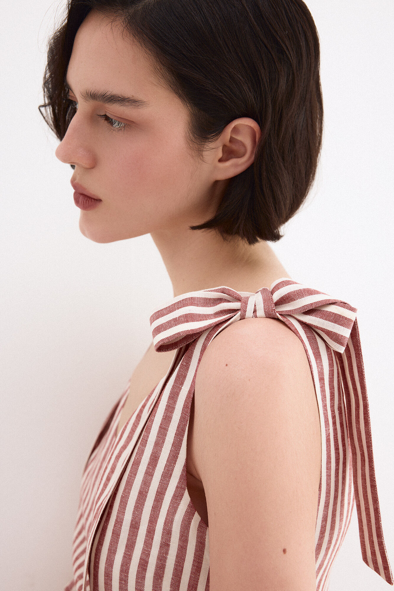 Pedro del Hierro Linen long dress with bow details Pink