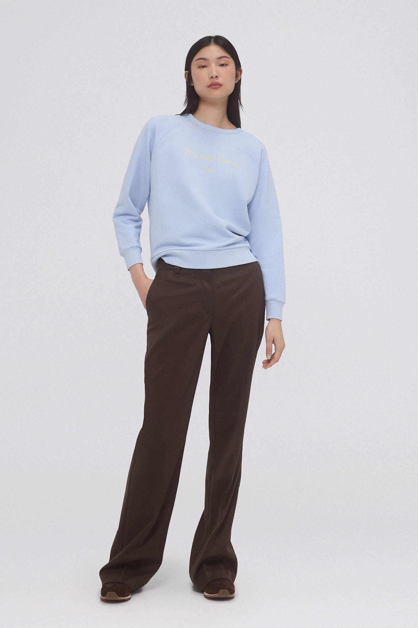 Pedro del Hierro Sudadera lisa logo Azul