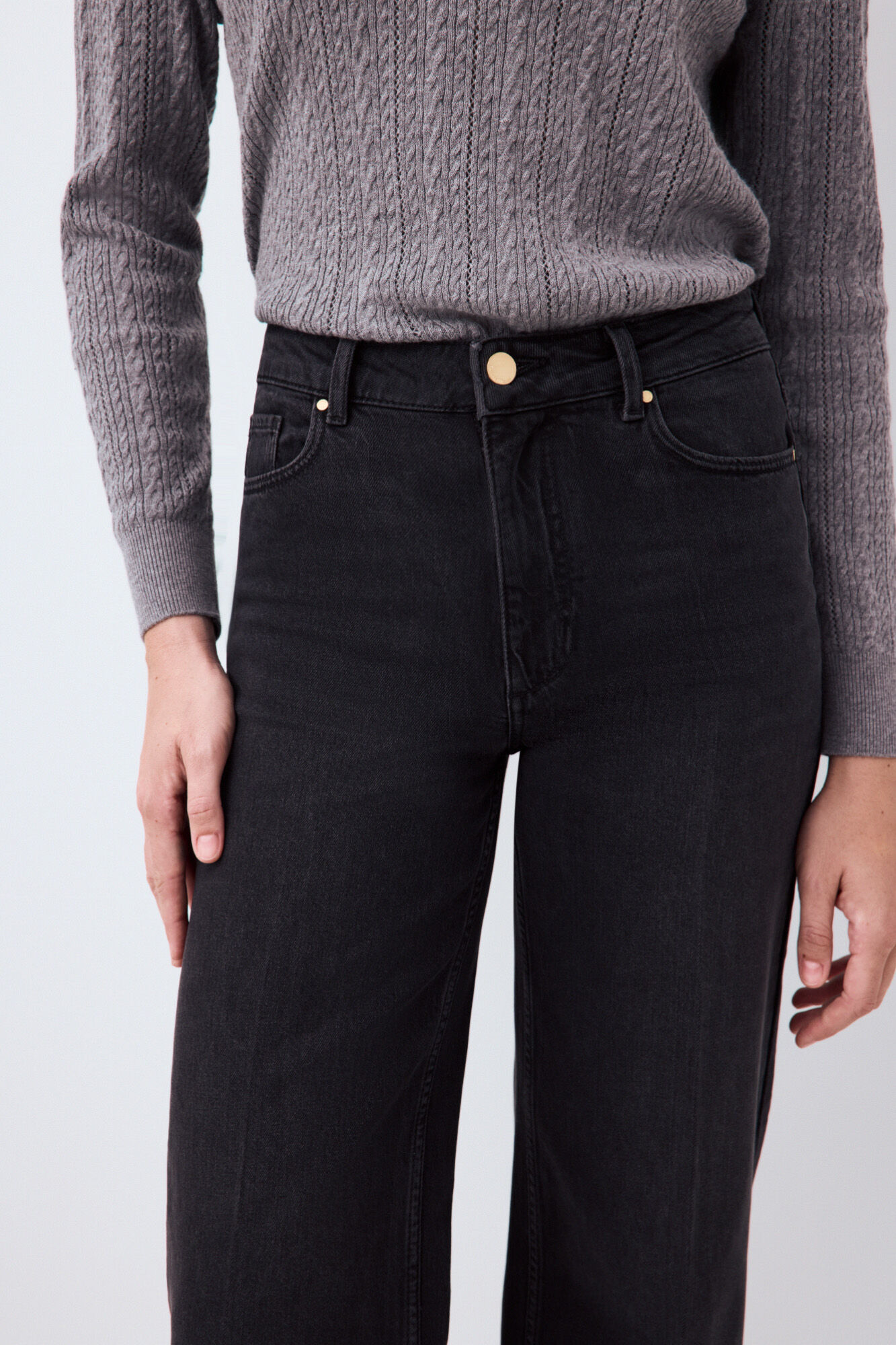 Pedro del Hierro Soft touch wide leg jeans Grey