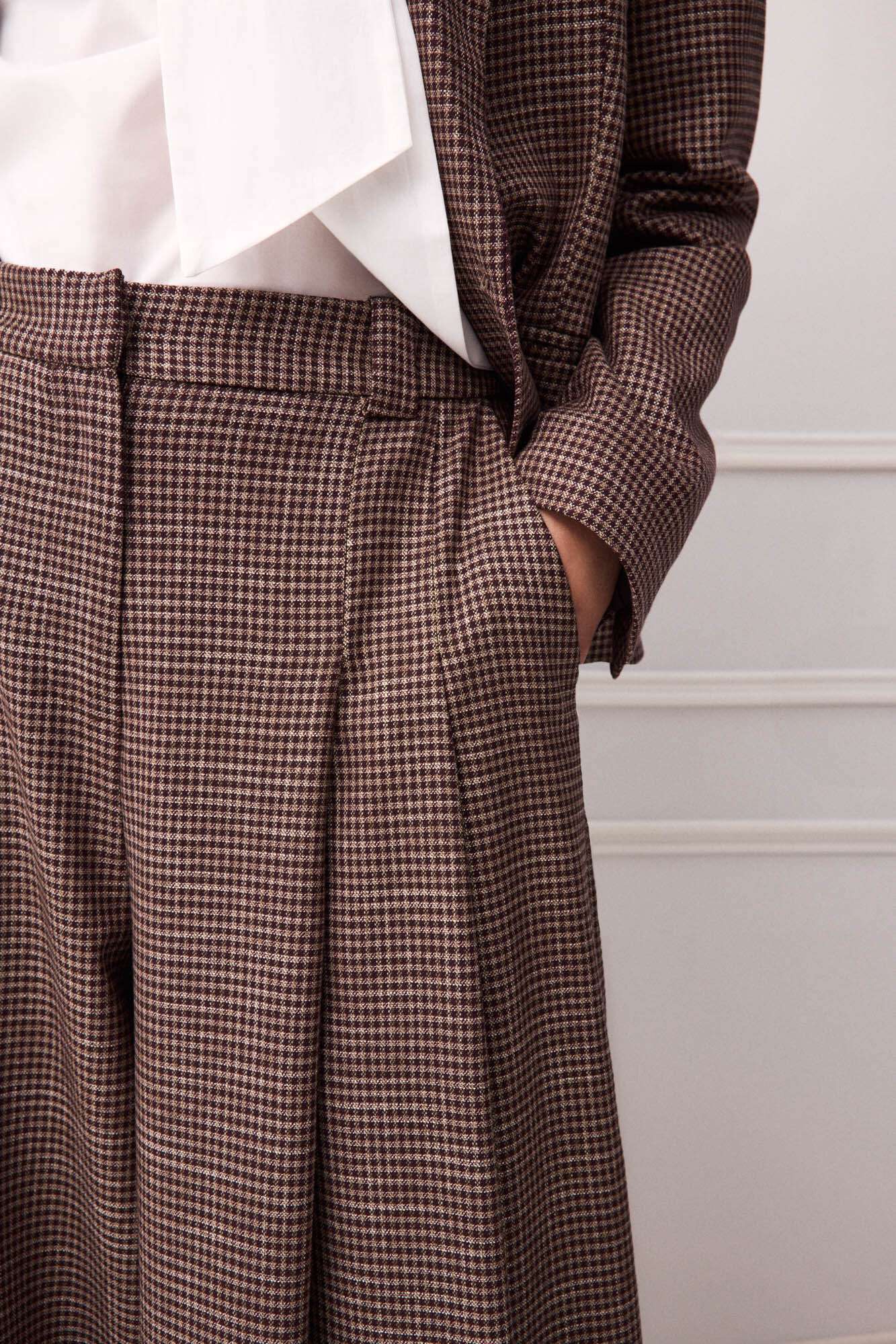 TFP by Tamara Falc&oacute; Plaid trousers White