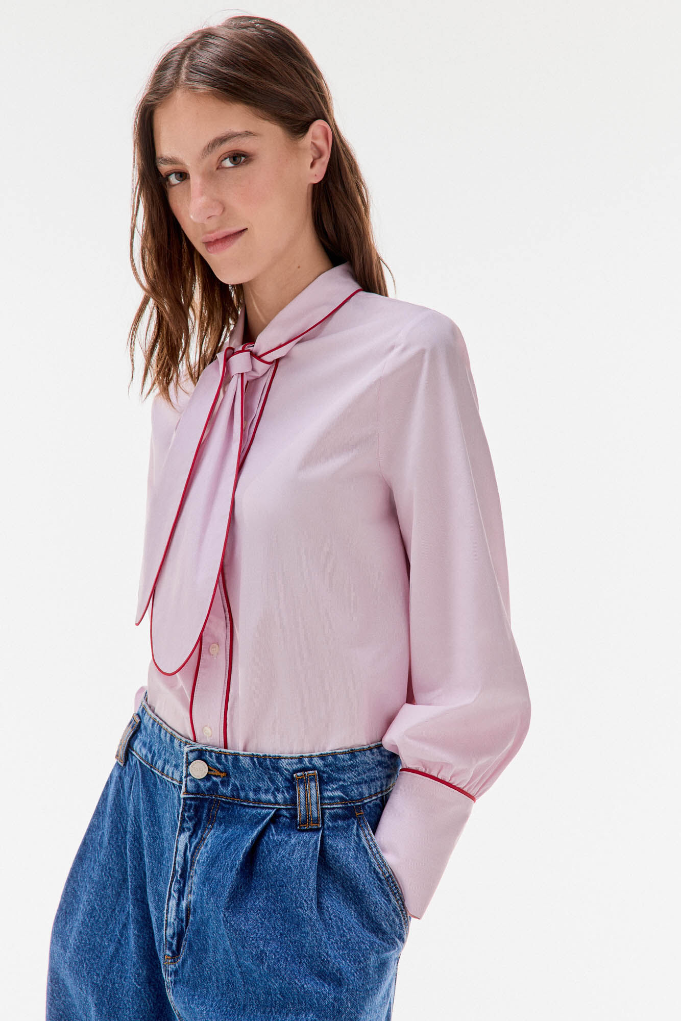 TFP by Tamara Falc&oacute; Striped shirt with bow or tie Burgundy