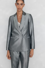 Pedro del Hierro Double-breasted fantasy blazer Grey