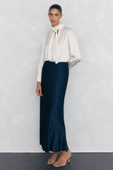 Pedro del Hierro Satin-finish skirt Blue