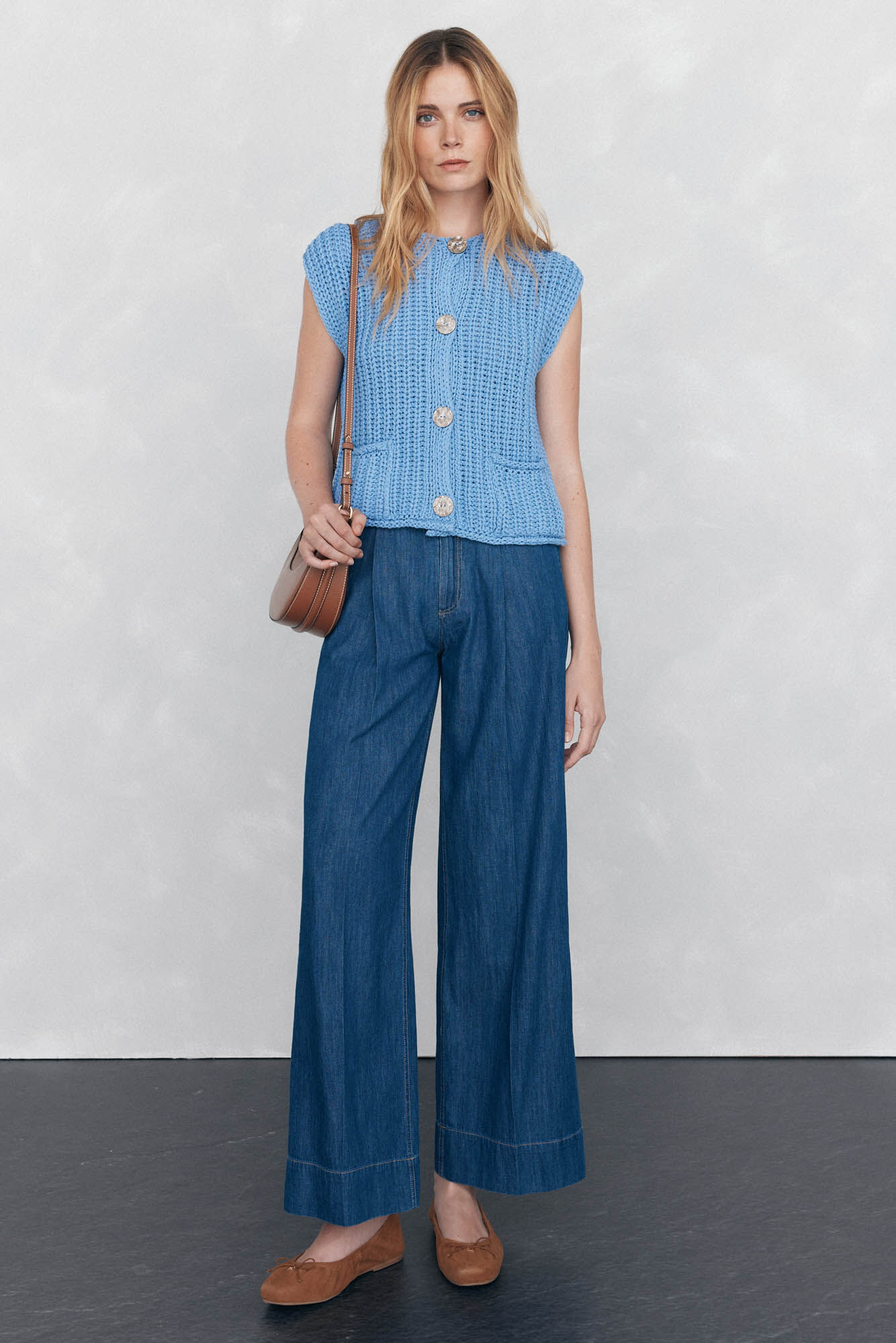 Pedro del Hierro jersey-knit vest with ribbon yarn