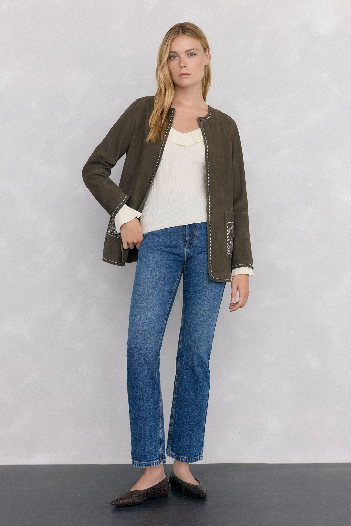 Pedro del Hierro Suede embroidered jacket