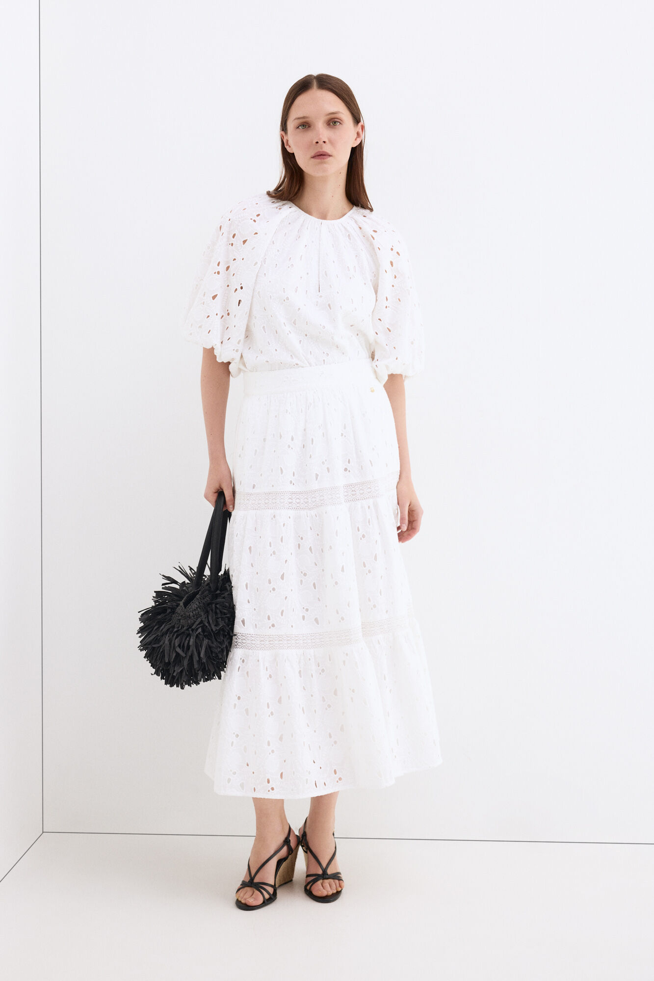 Pedro del Hierro Openwork elbow sleeve top White