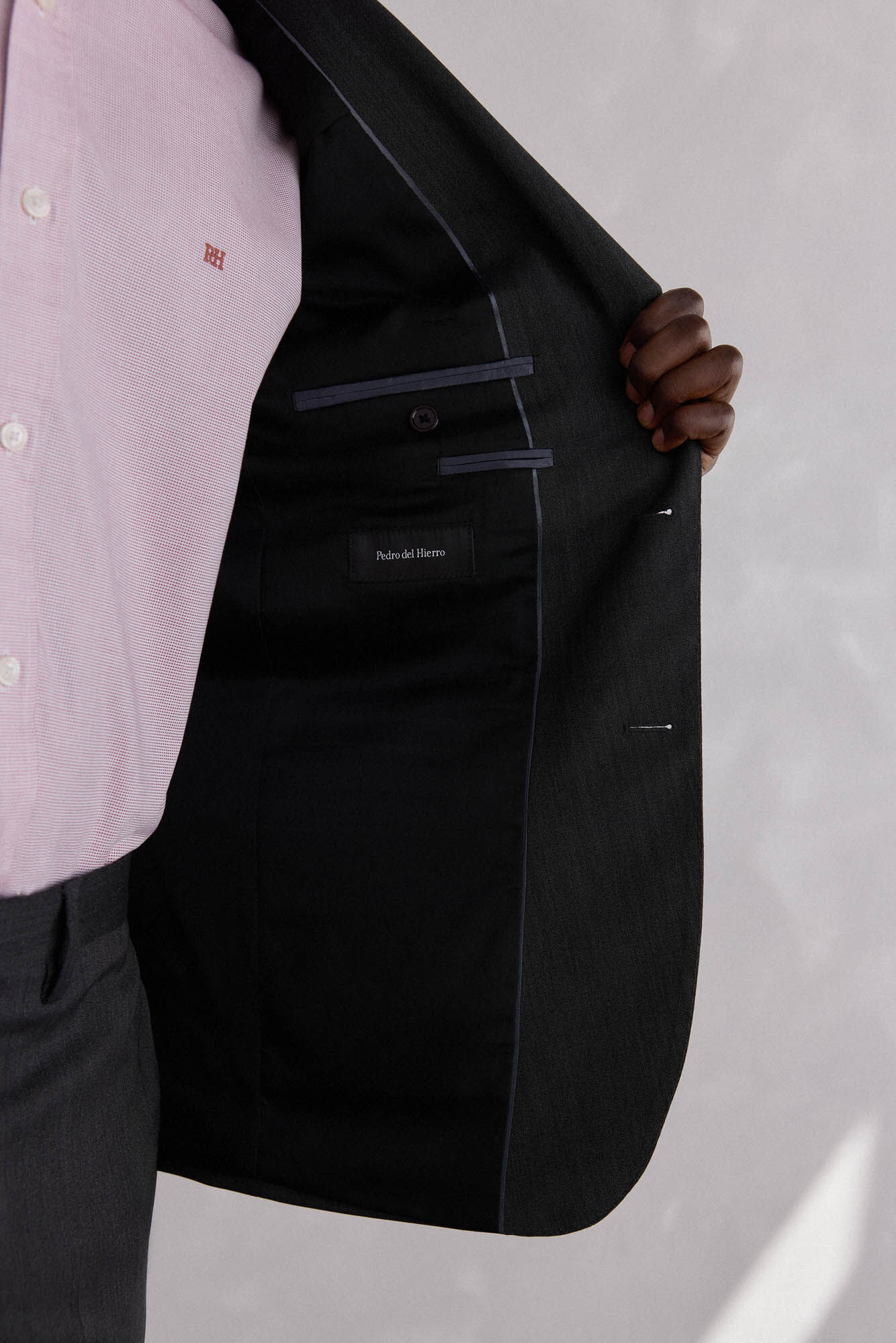 Pedro del Hierro Gray bi-stretch slim fit structured blazer Grey