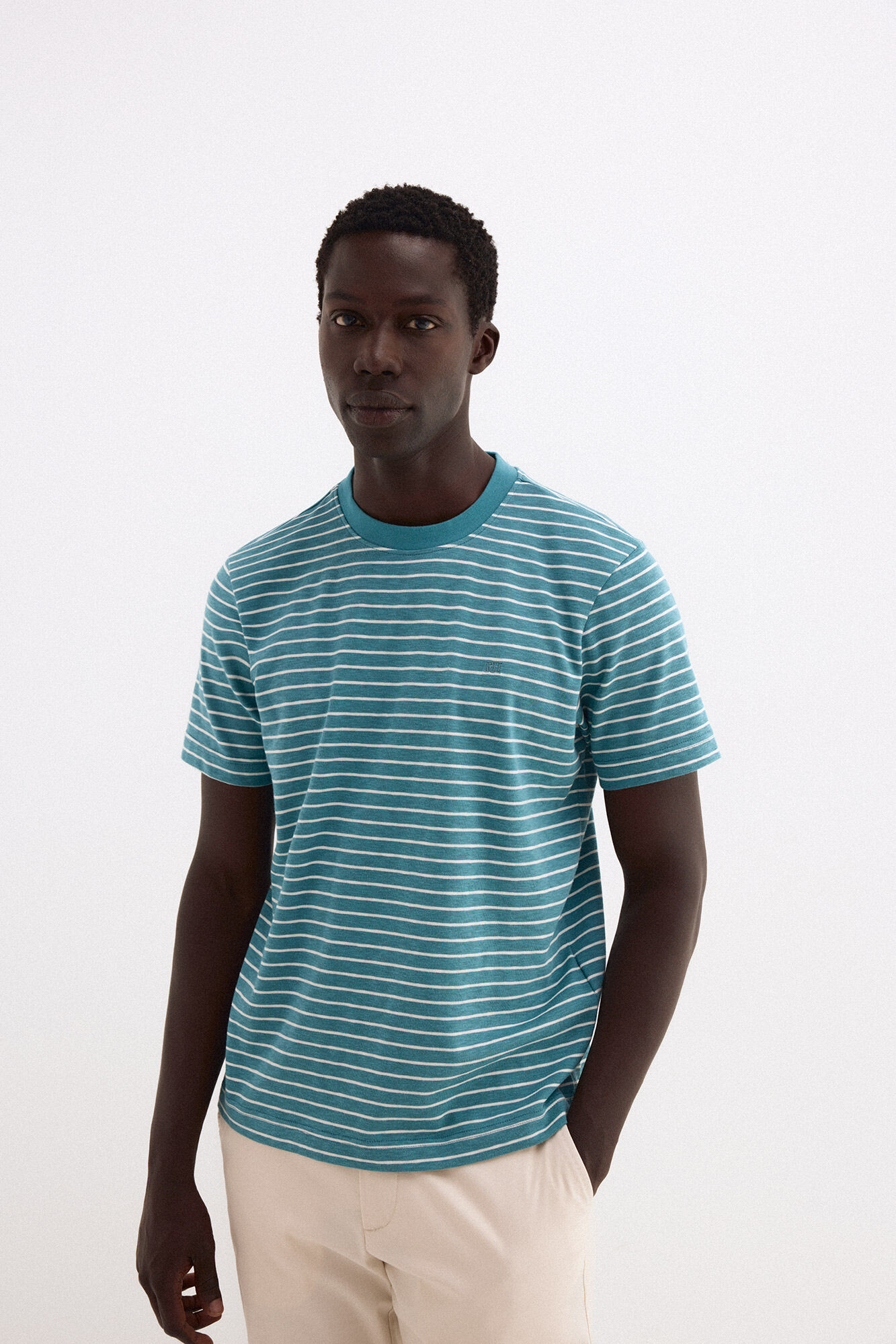 Pedro del Hierro Striped T-shirt Turquoise