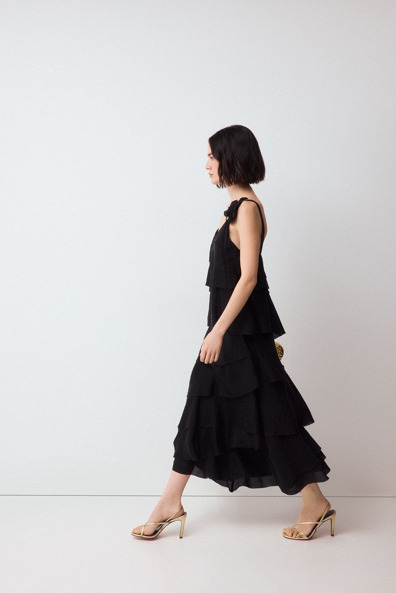 Pedro del Hierro Floral ruffles dress Black
